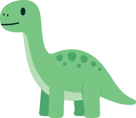 Obraz premium Cartoon apatosaurus dinosaur in green color standing on a white background