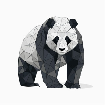 Stylized giant panda bear illustration with a modern geometric low polygon effect