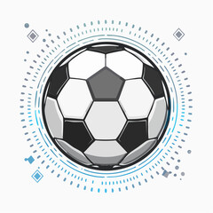 Soccer Ball Illustration with Dynamic Circular Graphic Elements for Sports and Gaming