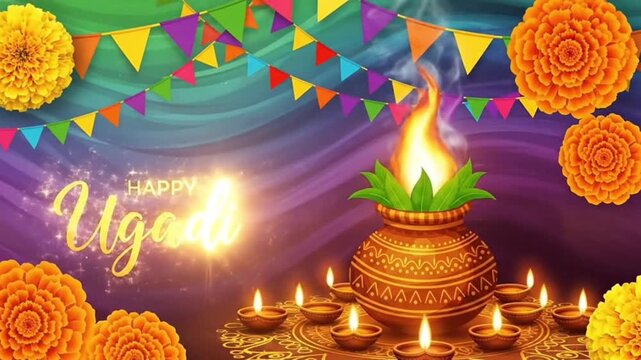 Happy Ugadi festival gudi padwa Vector