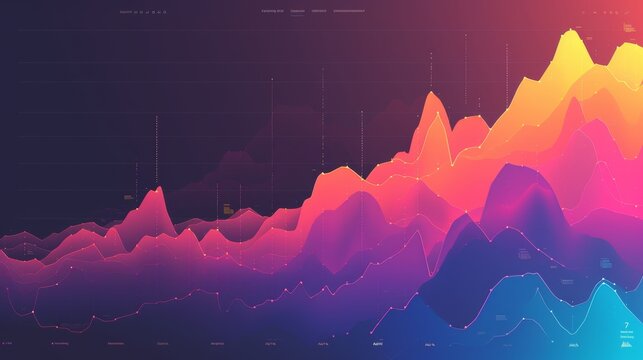 Vibrant abstract data visualization with gradient peaks