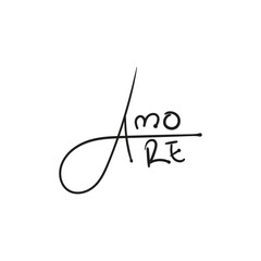 "Amore" vector lettering in a sweet and romantic hand-drawn doodle style. Perfect for Valentine's Day designs, greeting cards, love posters, stickers, digital decorations, and romance-themed creative 
