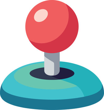 Retro arcade joystick with red knob and blue base for gaming controls