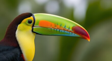 Fototapeta premium Exotic Toucan Bird with Colorful Beak Close Up