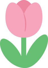 Fototapeta premium Stylized tulip flower illustration with simple shapes in pink and green color