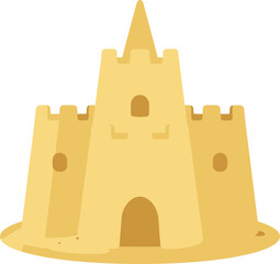 Illustration of a sandcastle with tower and turrets on a sandy base © Studicon