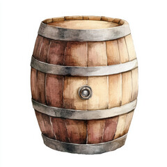 Obraz premium Wooden barrel illustration showcasing detailed craftsmanship with realistic textures and natural tones for use in design projects