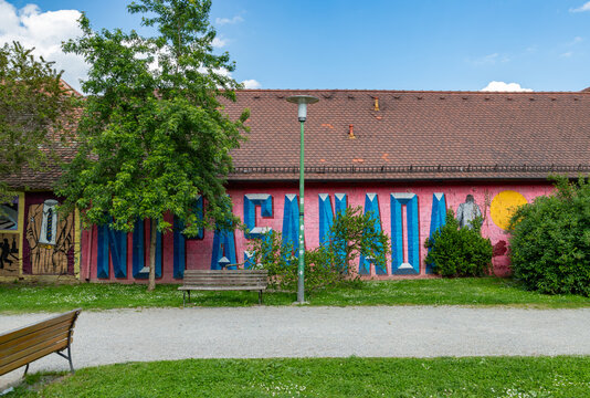 Zagreb, Croatia - May 11, 2025: A picture of the No Pasa Nada mural created by Boris Bare in 2016, part of the Art Park Project, in Zagreb.