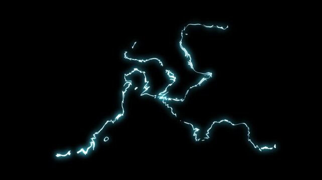 Electric lightning spark loop effect animation with transparent background, seamless high voltage energy flash, blue lightning thunder strikes on dark backdrop for high energy concept visuals
