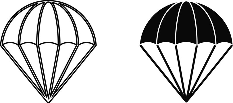 Parachute icon collection skydiving canopy silhouette vector illustration set