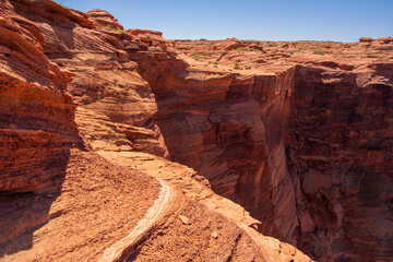 Canyon on the border of Nevada and Arizona. Desert mountain in National Park.