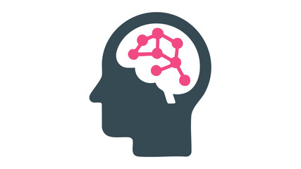 Minimalist brain with neural network: modern cognitive health vector illustration