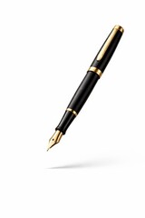 Naklejka premium Close up of luxury fountain pen nib with gold detailing on clean white background