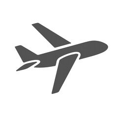 Obraz premium Airplane Flight Travel Icon in Minimal Flat Gray Style Isolated on White Background