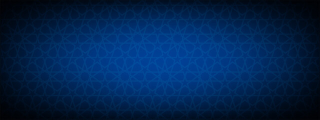 Blue Islamic Background Vector - Abstract Geometric Pattern Ornament Background For Moslem Ramadan Kareem © Alfin