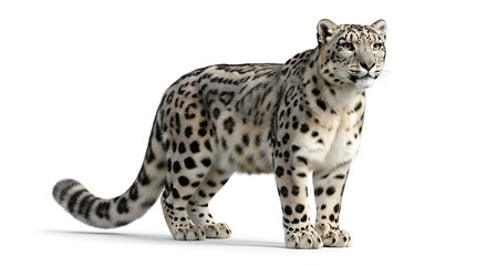 Fototapeta premium Snow Leopard Isolated on White Background