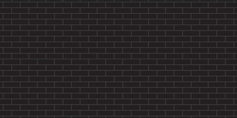 Fototapeta premium black brick wall texture, seamless cladding pattern for interior decoration, kitchen backsplash, plastic panel, building outdoor design. Abstract minimal background, vector eps 10