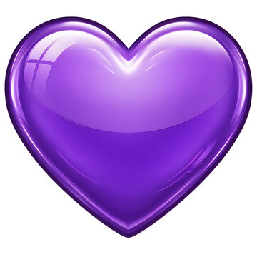 A shiny purple heart on a white background