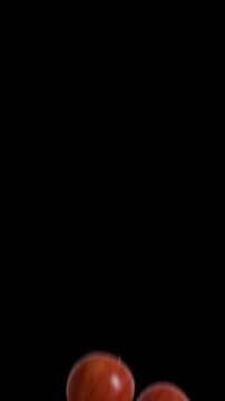 Apple Vertical Cascade Transition with Alpha on Transparent Background. 3D rendering