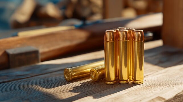 A captivating scene featuring shotgun shell bullets displayed alongside a shooting range setup, highlighting the essential equipment and safety measures necessary for enjoying shooting sports in a