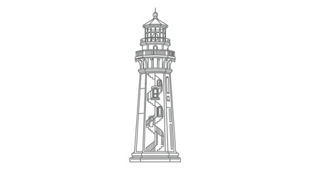 Obraz premium Lighthouse with internal spiral staircase and balcony