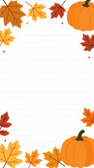 Fototapeta premium Autumn-Themed Border With Pumpkins And Colorful Fall Leaves, Perfect For Seasonal Invitations Or Greeting Cards