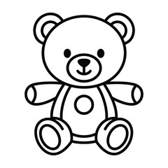 Obraz premium Cute cartoon teddy bear sitting with a smiling face and outstretched arms on white background simple line drawing for kids