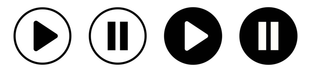 Play Pause icon set. media control buttons in outline and solid styles. Audio video player UI icons for app interface, web streaming platform and multimedia navigation design © Point Nemo