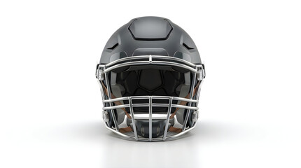 Modern football helmet with protective face guard shown front view