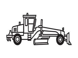 A black and white line drawing of a heavy duty construction vehicle © MDWALID