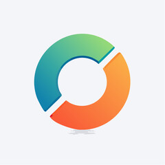 Dynamic segmented circle graphic for modern branding and technology concepts, featuring vibrant gradient colors of blue-green and orange