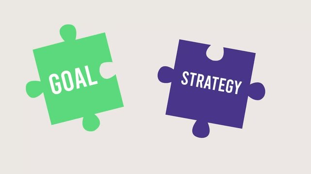 Dynamic puzzle video showcasing goal alignment and strategic planning for success with a minimalistic background