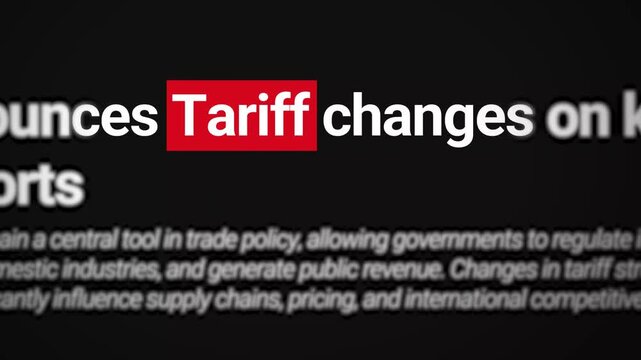 Dynamic video on tariff policy complexities and their impact on global trade and economic stability, 4k text transition, business concept, trade