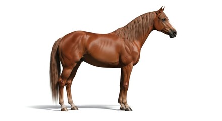 Obraz premium Majestic Chestnut Horse Standing Proudly Isolated on a Clean White Background