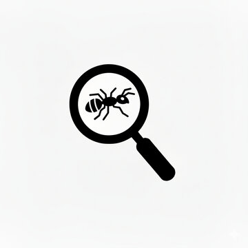A flat pictogram illustration of a magnifying glass representing search functionality