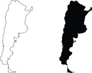 Argentina map outline and filled silhouette vector © Design LL