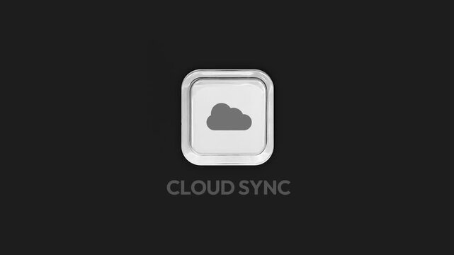 Futuristic cloud sync icon with glowing green outline representing seamless digital connectivity on dark background