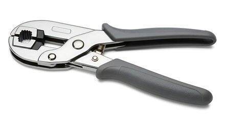 Obraz premium Wire Strippers Tool with Black Handles on White Background, Close-up View