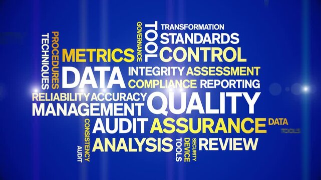Data Quality animated word cloud-text design animation tag kinetic typography seamless loop.