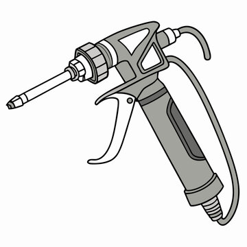 Airbrush spray gun tool for painting and detailing, industrial equipment, vector illustration on white background