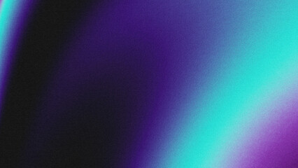 Fototapeta premium A modern abstract background with a smooth, grainy gradient transition from deep black and purple to vibrant teal and light purple. 