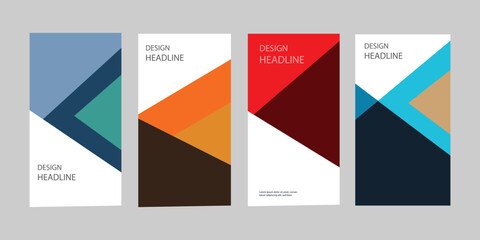 Fototapeta premium Modern red blue white ribbon color theme book cover template A4 size book cover template for annual.Abstract geometric shapes on a dark background.