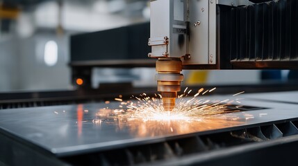 Fototapeta premium Utilizing laser CNC cutting metal technology streamlines production workflows, enabling manufacturers to meet tight deadlines while maintaining exceptional quality and versatility in design. This