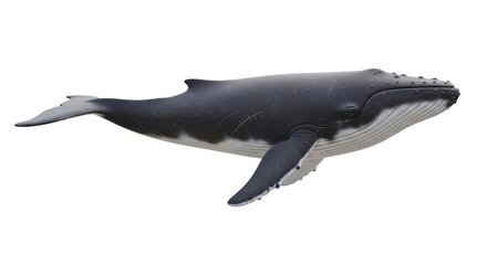 Fototapeta premium Majestic Humpback Whale gracefully swimming with powerful tail and fins, a magnificent symbol of marine life and ocean conservation
