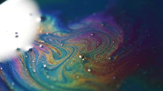 Dynamic Optical Phenomenon Scientific exploration of the subtle, captivating movement of shimmering ink under precise lighting.