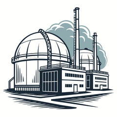A large industrial building with a dome and smokestacks © cccc