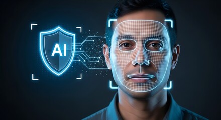 Facial Recognition Technology with AI Interface Display.