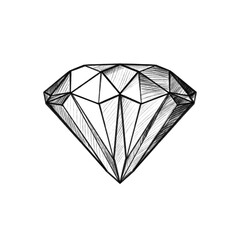 Diamond &ndash; Hand drawn illustration, black pencil, transparent PNG, human made/no ai