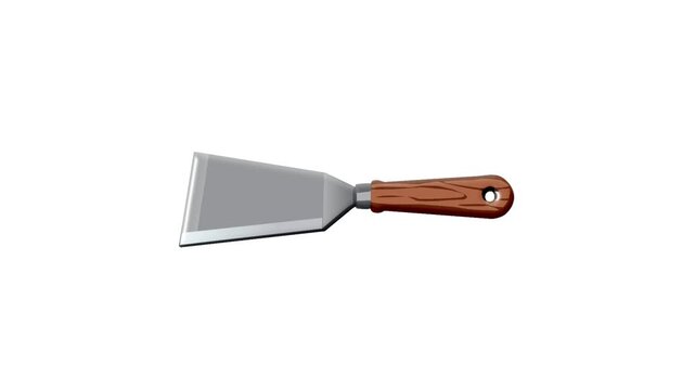 2D Animated Putty Knife Scraper for Wall Repair