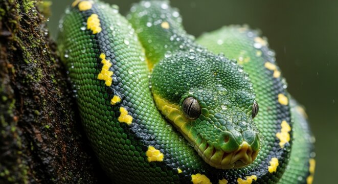 green snake on a tree